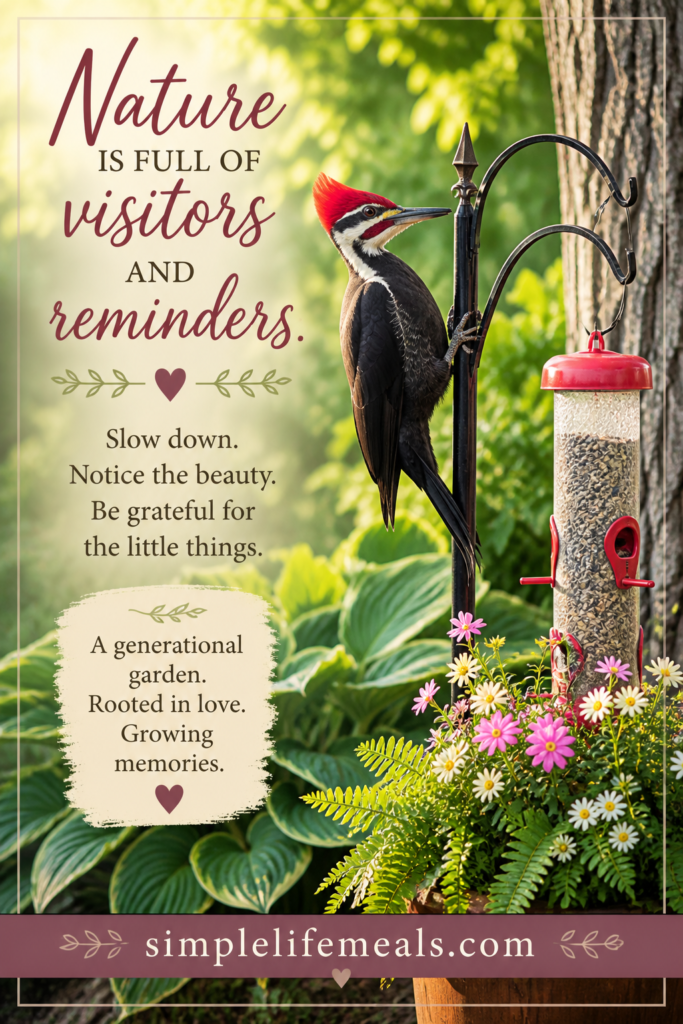 “Out My Window –💛– Blue Jay in Flight” fibro #2 pin nature visitors reminders