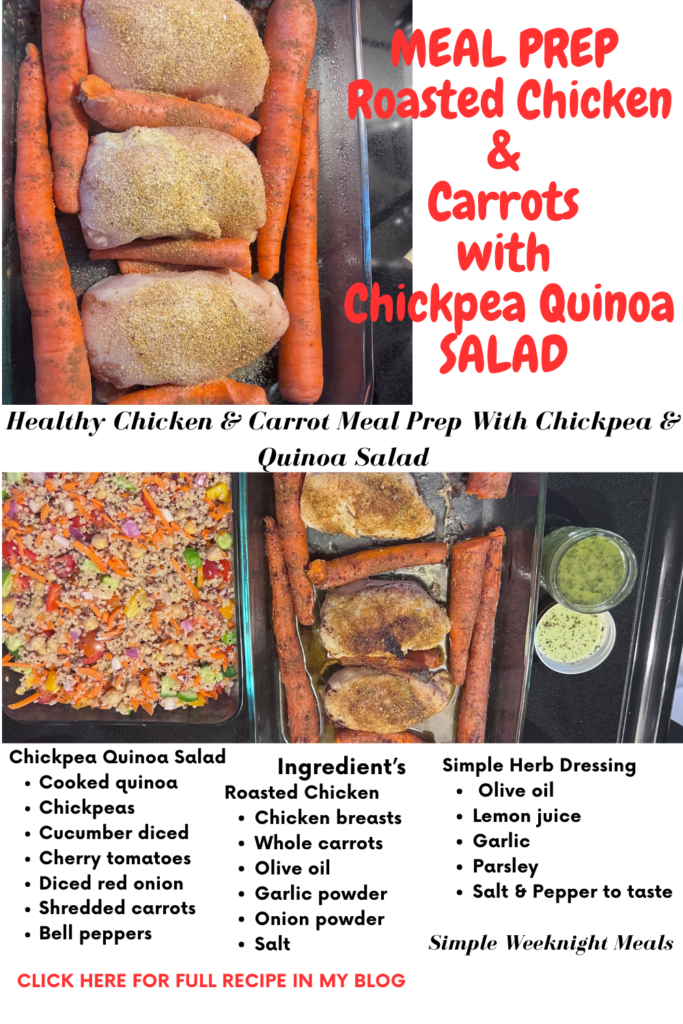 10 Cheap Weeknight Dinners Under $5 Per Serving (Easy Budget Family Meals) 3 12 pin 2 meal prep simple roasted chicken & carrots w chickpea quinoa