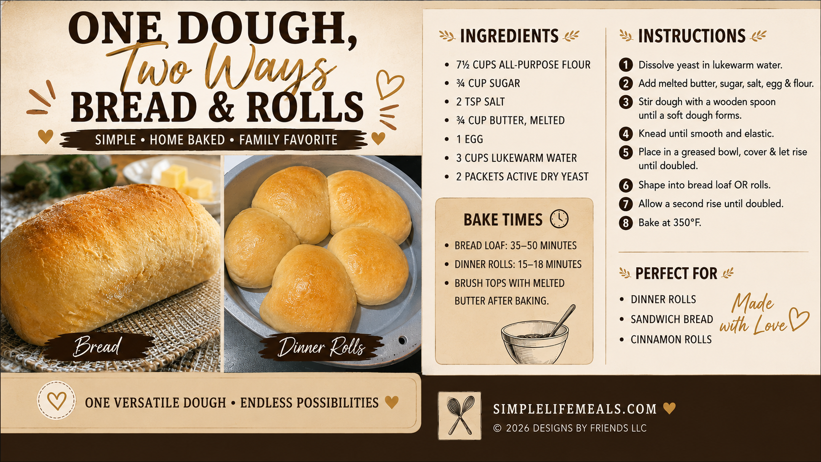 One Dough, Two Ways: Homemade Bread & Rolls One Dough, Two Ways: Homemade Bread & Rolls