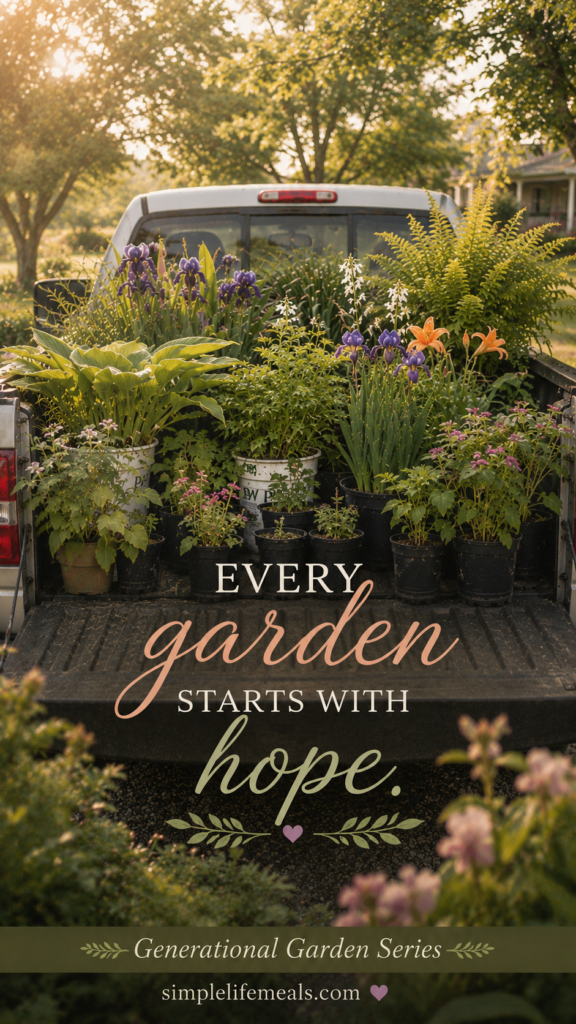 Little Truck filled with new perennials ready to be planted in our Generational Garden.